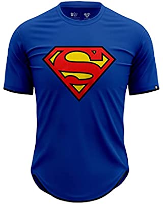 The Souled Store Men Official Superman: Vintage Logo Blue Printed Drop Cut T-Shirts