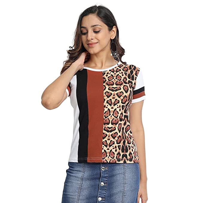 JUNEBERRY Women's Cotton Regular Fit Printed Half Sleeves T-Shirt