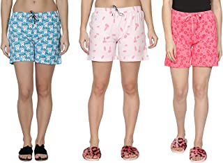 Club A9 Womens Regular Fit Cotton Printed Shorts- {(Pack of 3)}